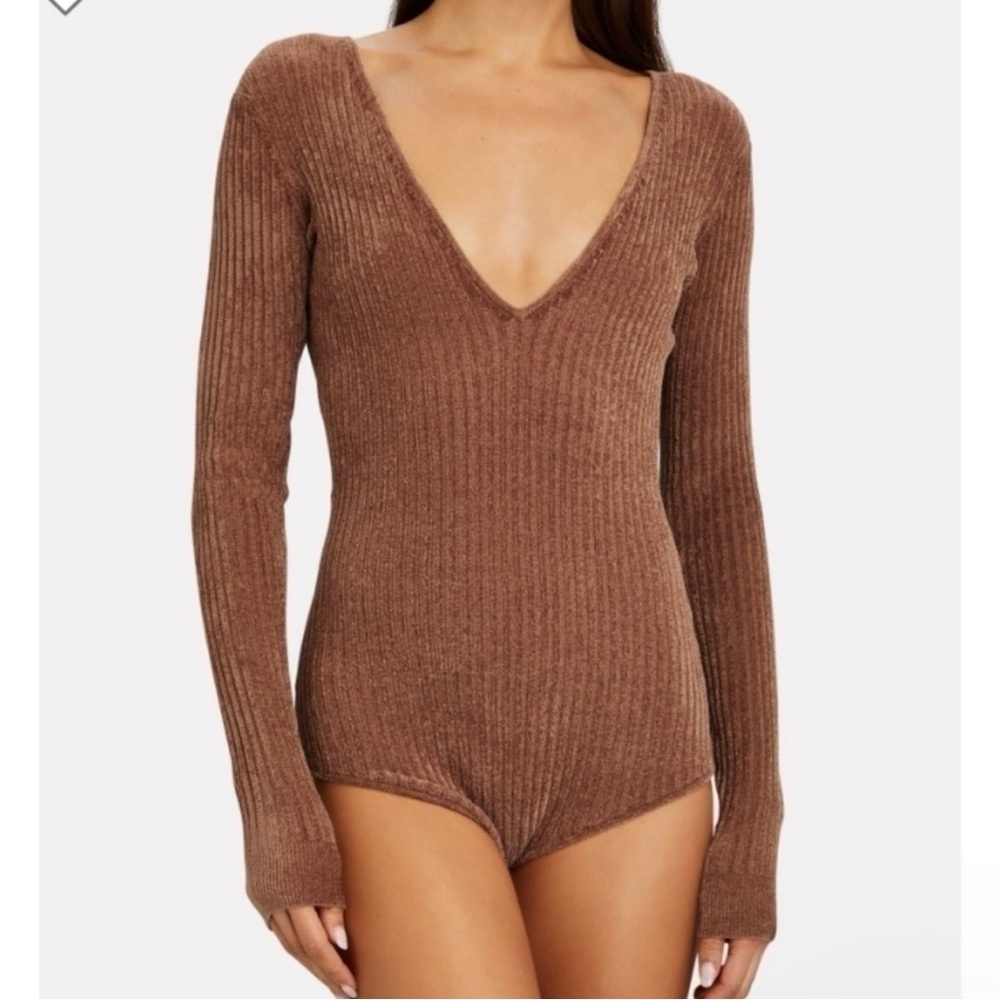 Ronny Kobo Talma Chenille Bodysuit Size XS Colour Camel